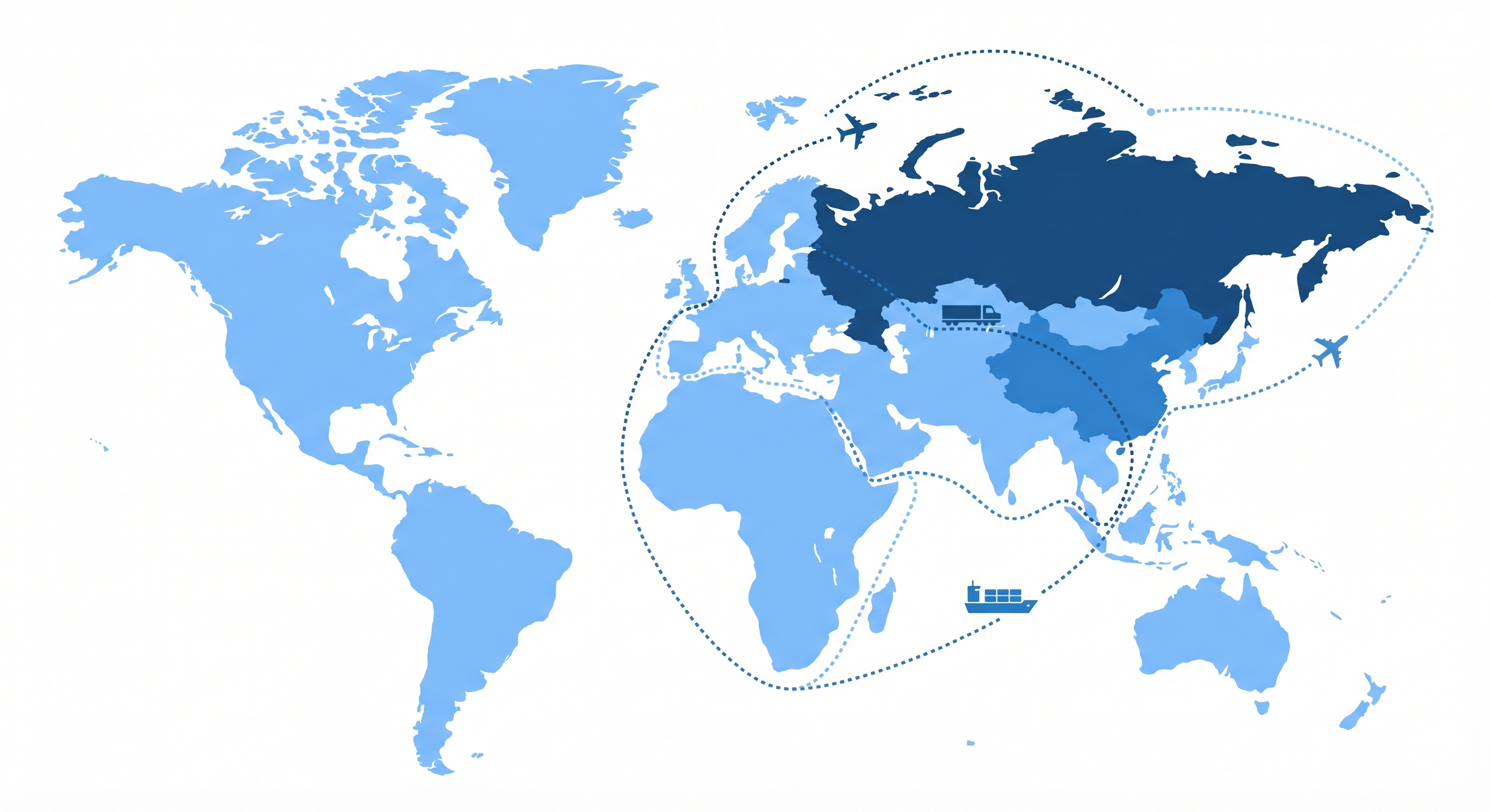 Карта маршрутов доставки Китай — Россия